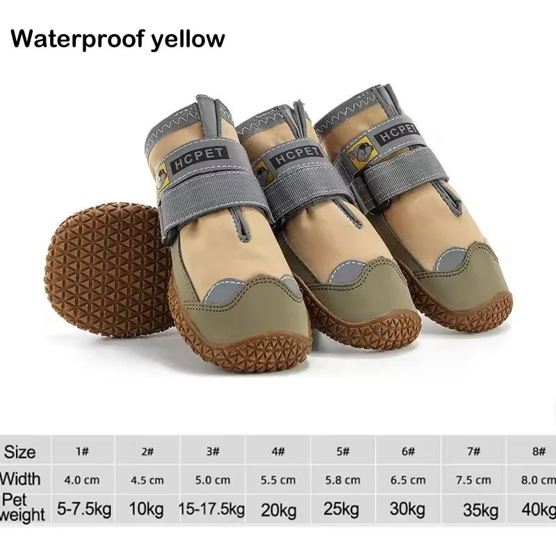 4Pcs/Set Pet Dog Shoes Reflective Waterproof Dog Boots Warm Snow Rain Pets Booties Anti-Slip Socks Footwear for Medium Large Dog