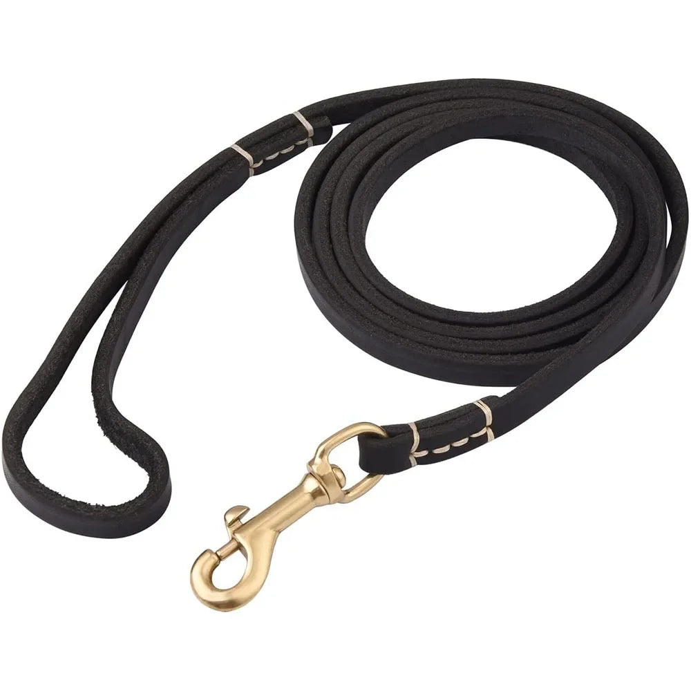 Soft Genuine Leather Dog Leash for Puppies & Small Dogs – Training Lead with Brass Hardware