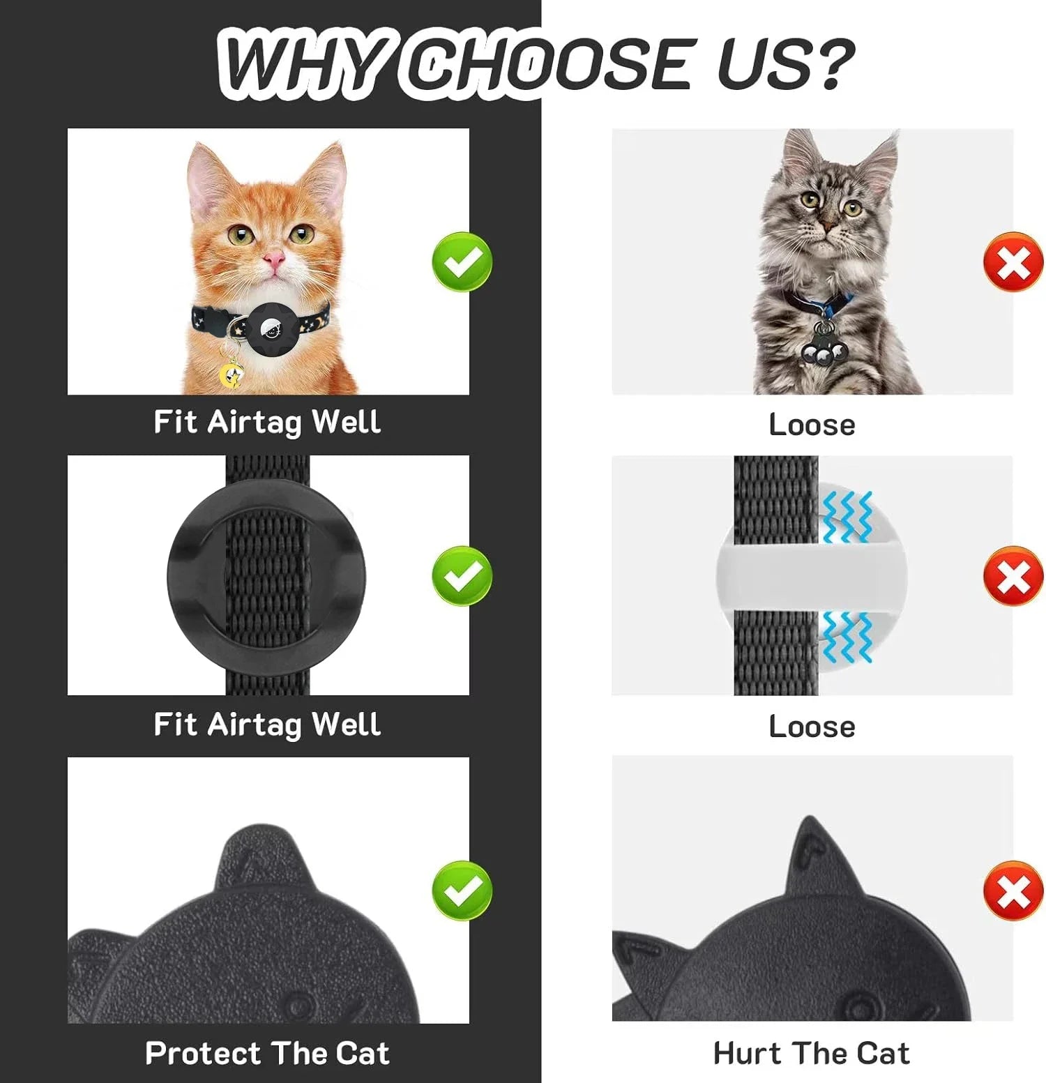 Apple Tag Pet Collar with Airtag Holder & Moon Ornament for Kitten Collar Girl Boy Cats, Small Dog Collar Kitten Accessories