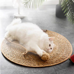 Round Cat Scratching Mat – 40cm Natural Fiber Rope Pad for Claw Care & Lounging