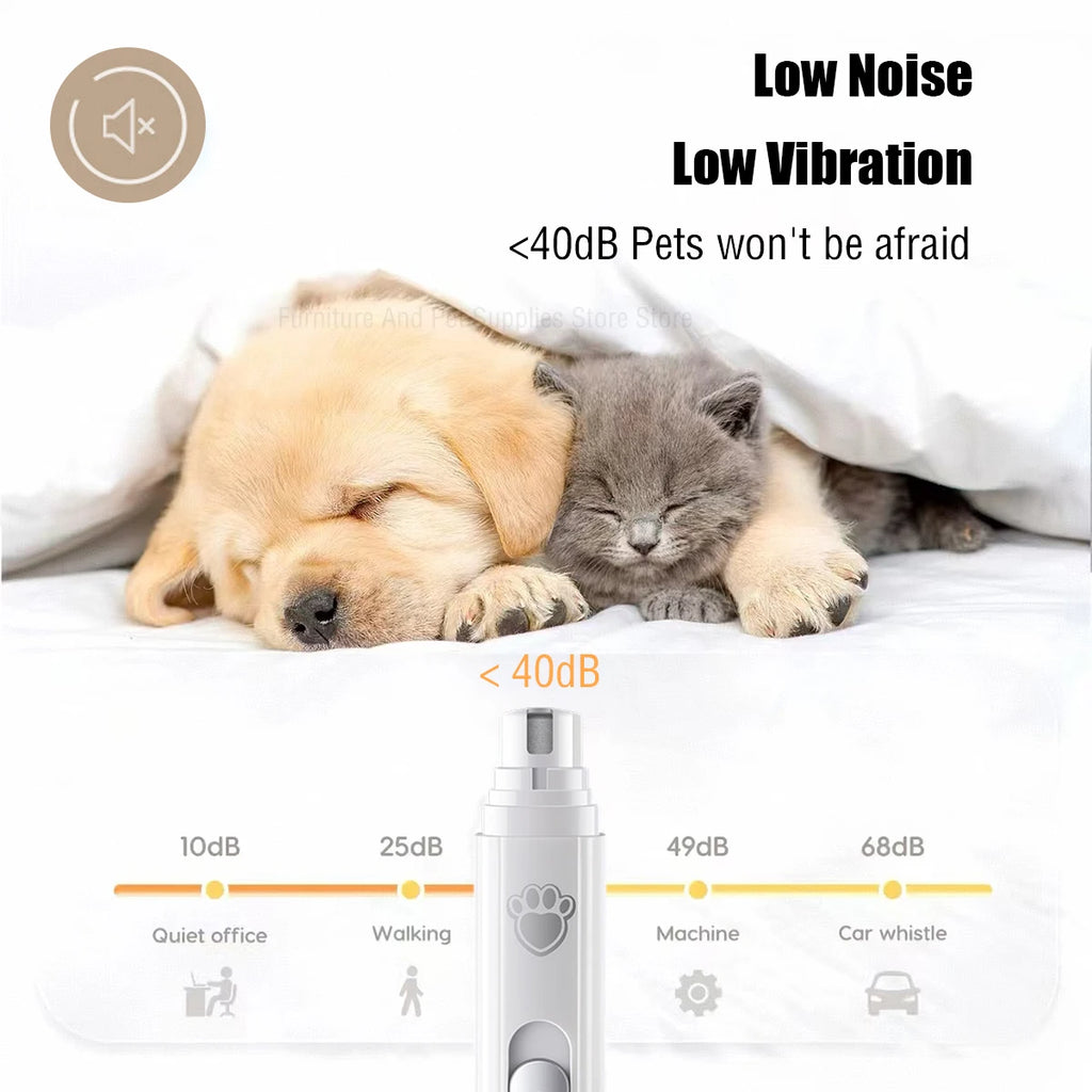 Electric Pets Nail Grinder Pet Nail Clipper Painless with Polisher Wheel