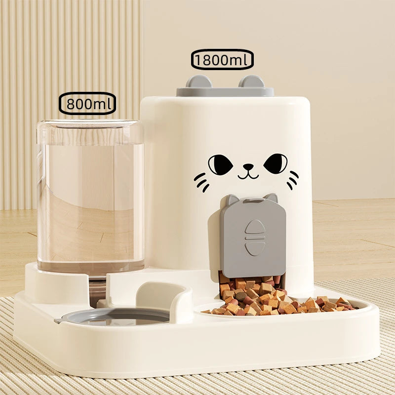 Automatic Gravity-Fed Pet Waterer & Feeder - Spill-Proof One-Piece Set