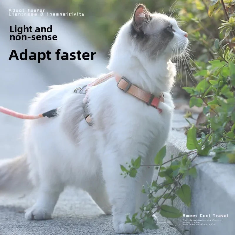 Cat Harness and Leash Set Adjustable Escape Proof Soft Vest Kitten Harness for Outdoor Walking Pet Supplies with Collar