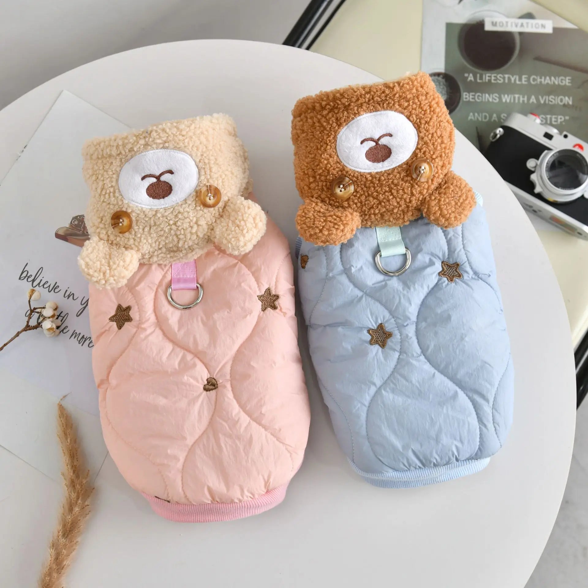 Harness Bear Clothing for Dog Pink Blue Chihuahua Corgi Pet Small Medium Size Breed Puppy Hoodie Winter Warm Cat Coat and Jacket