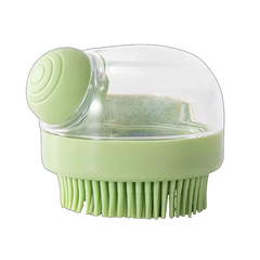 Green kitchen scrubber with clear cover on a white background