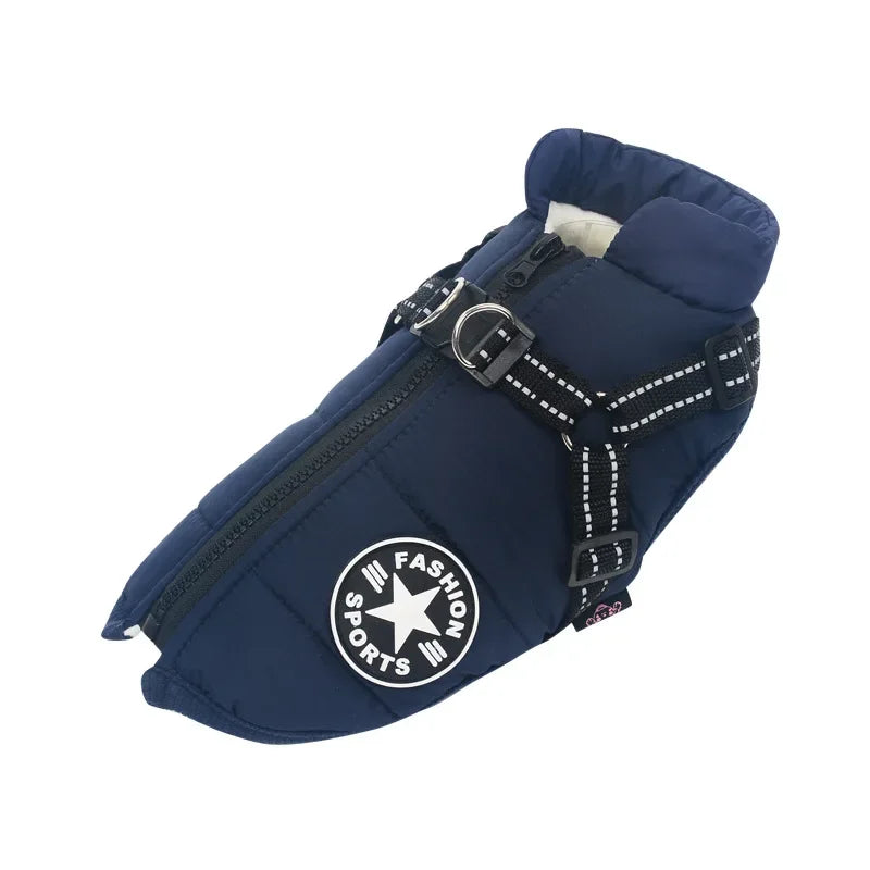 Waterproof Winter Dog Jacket with Built-in Harness - Reflective Warm Pet Coat