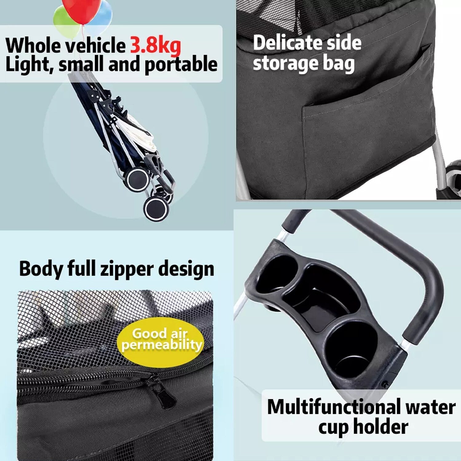 Dog Strollers Baby Stroller Pet Stroller Cat Carrier Pushchair Prams Dog Prams