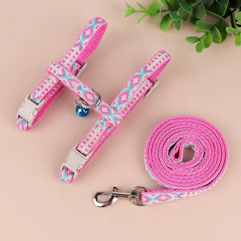 Adjustable Cat Dog Harness and Leash Set Nylon Vest Walking Lead for Kitten Puppy Cats Harness Leash Set Small Dogs Chihuahua