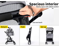 Pawz Pet Stroller Dog Cat Travel Carrier Bicycle Trailer Pram Foldable Pushchair