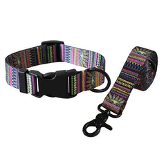 Plastic Release Buckle Dog Leash and Collar Set Nylon Printed Pet Collar Pet Supplies Retailing Fashion Handmade French Bulldog