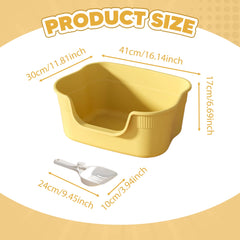 Semi Enclosed Cat Litter Box anti Splashing Cat Toilet Sand Box with Litter Shovel Pet Bedpan Tray Pet Cleaning Supplies