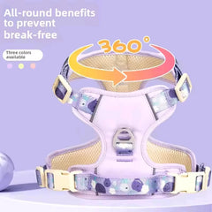 Adjustable Dog Summer Breathable Harness With Matching Leash