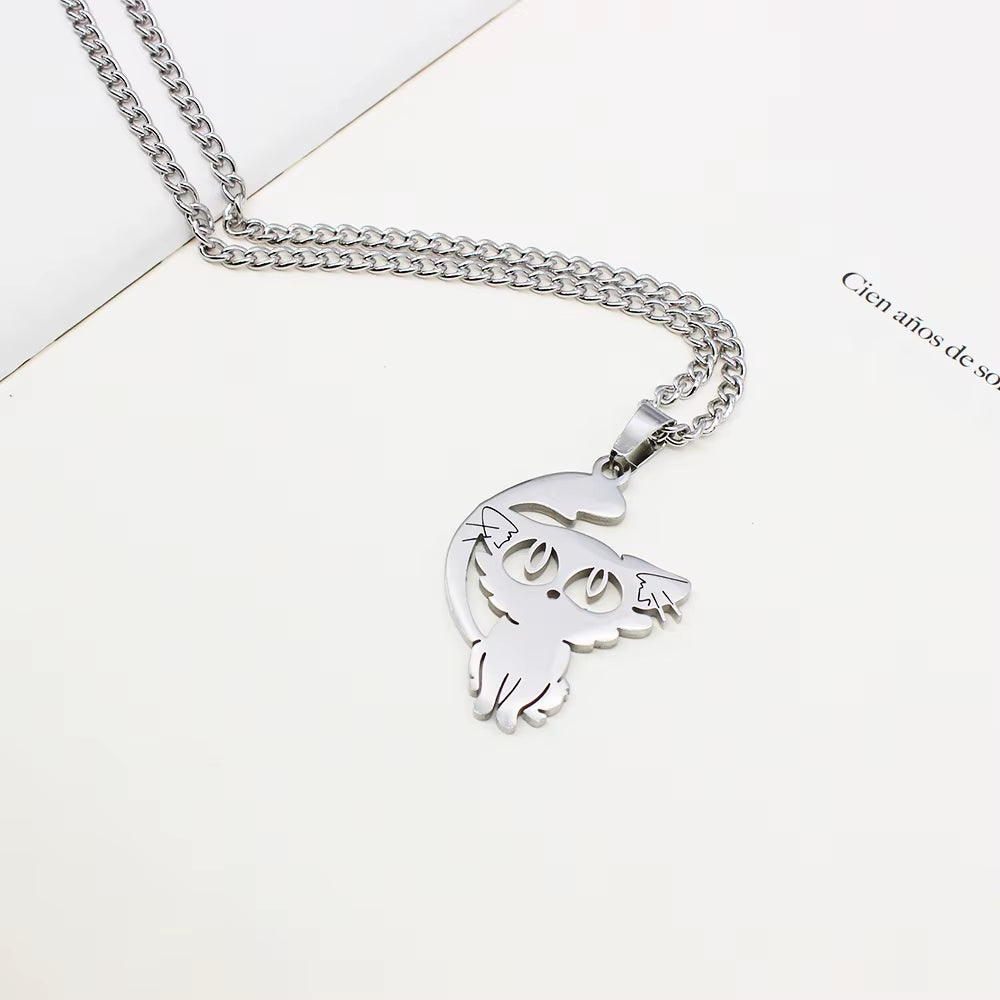 Daijin Cat Pendant Necklace - Anime-Inspired Titanium Steel Jewelry for Couples and Cosplay Enthusiasts