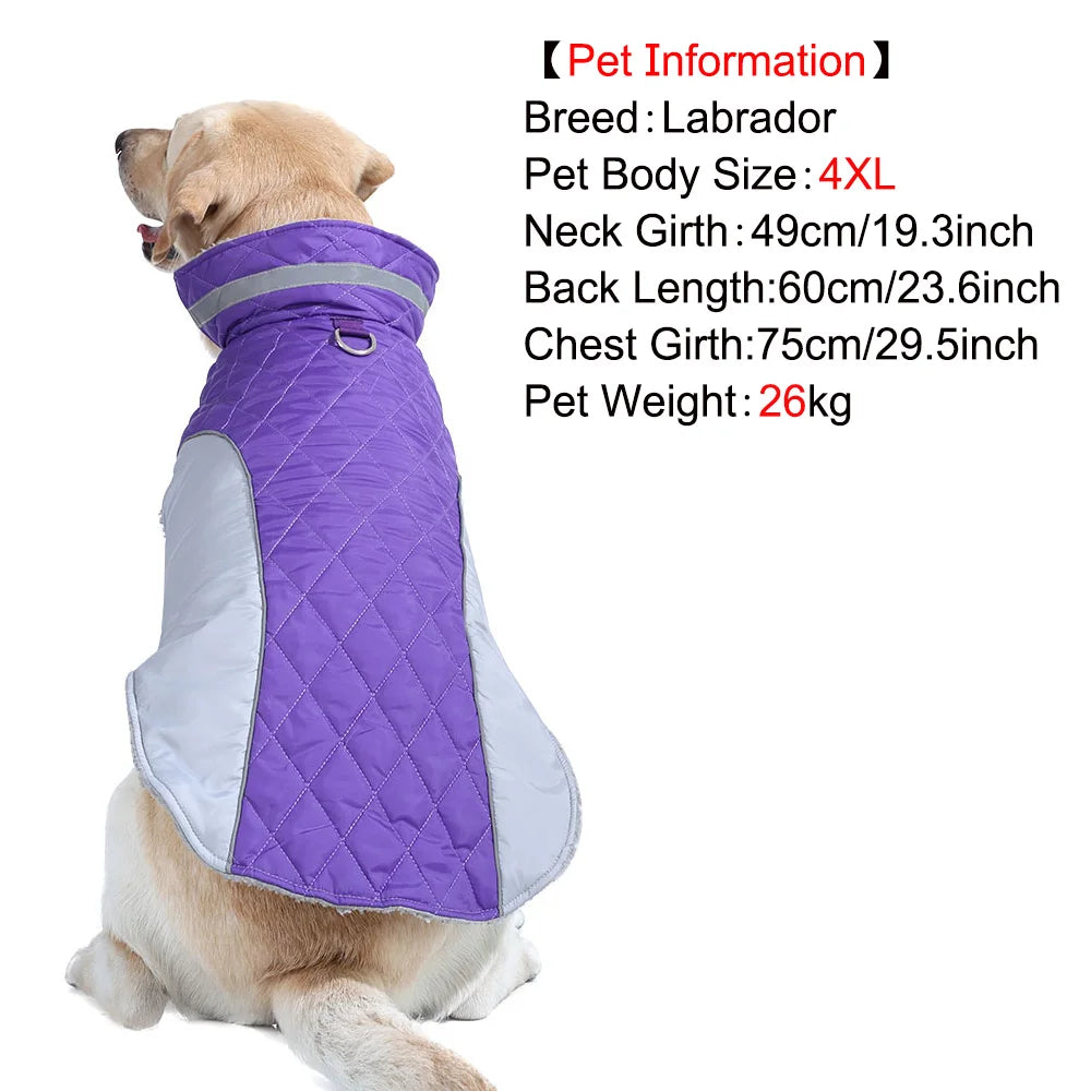 Pawzation Quilted Reflective Dog Vest – Waterproof Winter Jacket with Integrated D-Ring
