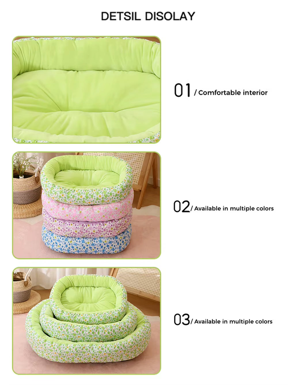 All Seasons Soft Medium Dog Bed House Flower Cute Small Cat Sofa Bed Comfortable Elastic Medium Cat Nest Kennel Accessories