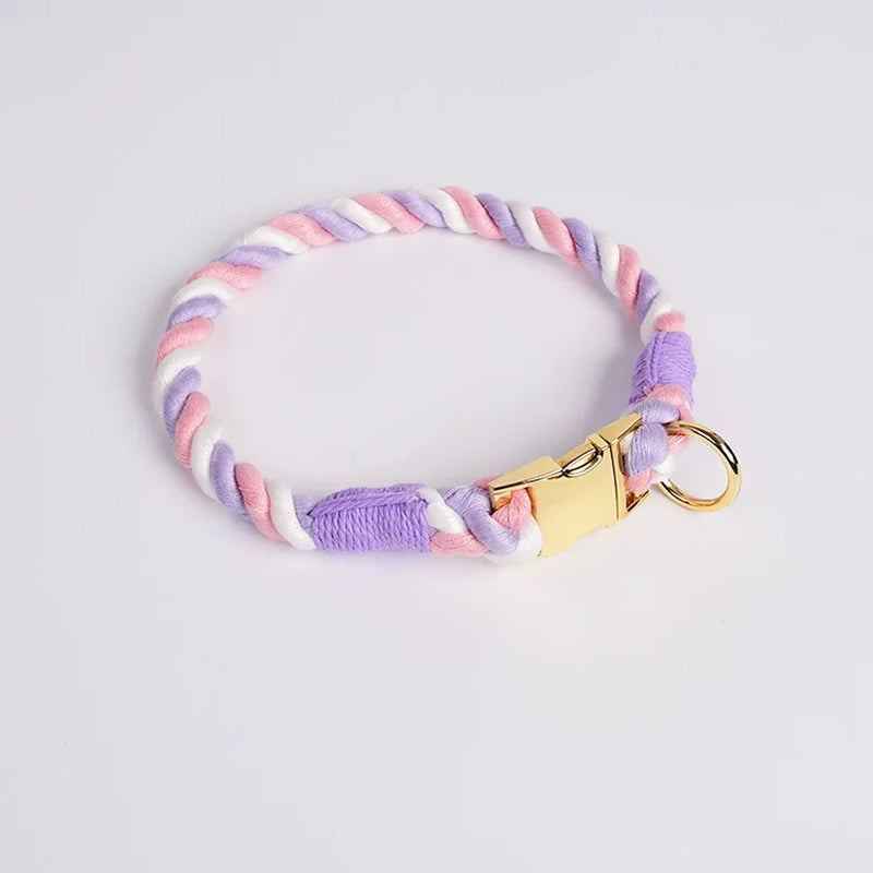 Rainbow Dog Collar Pet Puppy Walking Training Dog Collar with Metal Buckle for Large Medium Small Strap Belt Cotton Dogs Collar