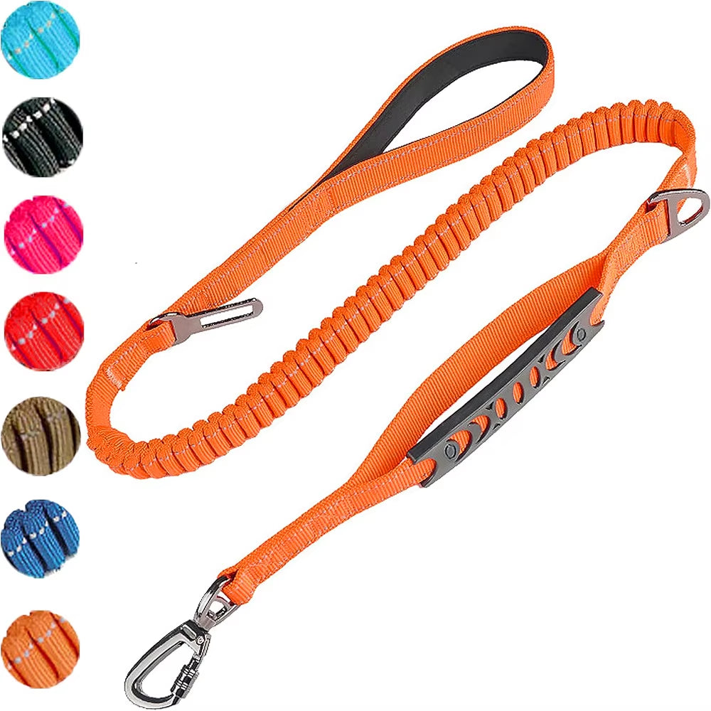 Fashion&Cool Heavy Duty Dog Leash Especially Large Dogs，Reflective Dog Walking Training Shock Absorbing Bungee Car Seat Belt
