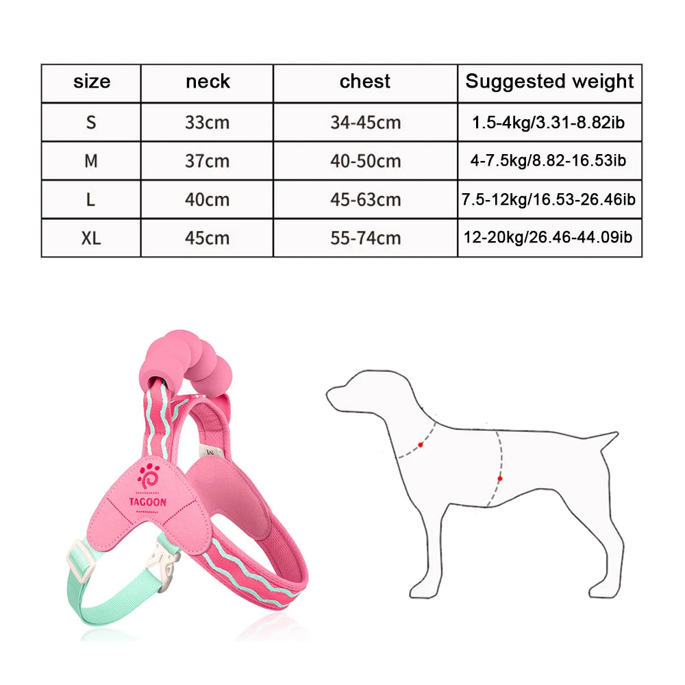 Breathable Soft Mesh Dog Harness - Lightweight Escape-Proof Cat Vest - Light Blue, Pink, Cream, Purple