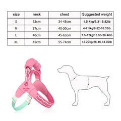 Breathable Soft Mesh Dog Harness - Lightweight Escape-Proof Cat Vest - Light Blue, Pink, Cream, Purple