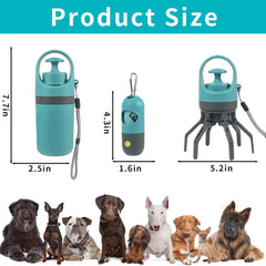 Dog Poop Scooper Set Claw Waste Picker with Leash Clip Poop Bag Dispenser LED Light Portable Hygienic Cleanup Tool for Pet Dogs