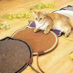 Cat Carpet One-Piece Design Cat Scratch Mat Funny Cat Toys Cat Ear Design Scratching Mat round for Wall Pet Product