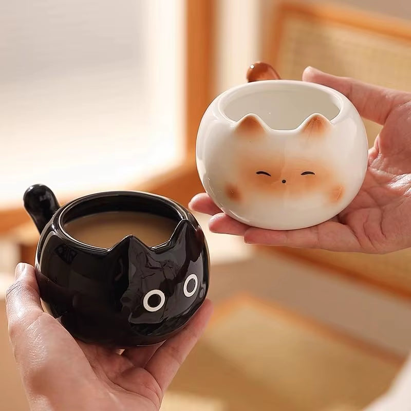 210ml Ceramic Mug Featuring Cartoon Siamese Cat - Underglaze Colored Coffee and Water Cup for Home Use, Ideal for Breakfast and Gifting