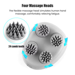 Pet Massager for Dogs and Cats, Electric With 4 Rotatable Massage Heads, Three Modes - White