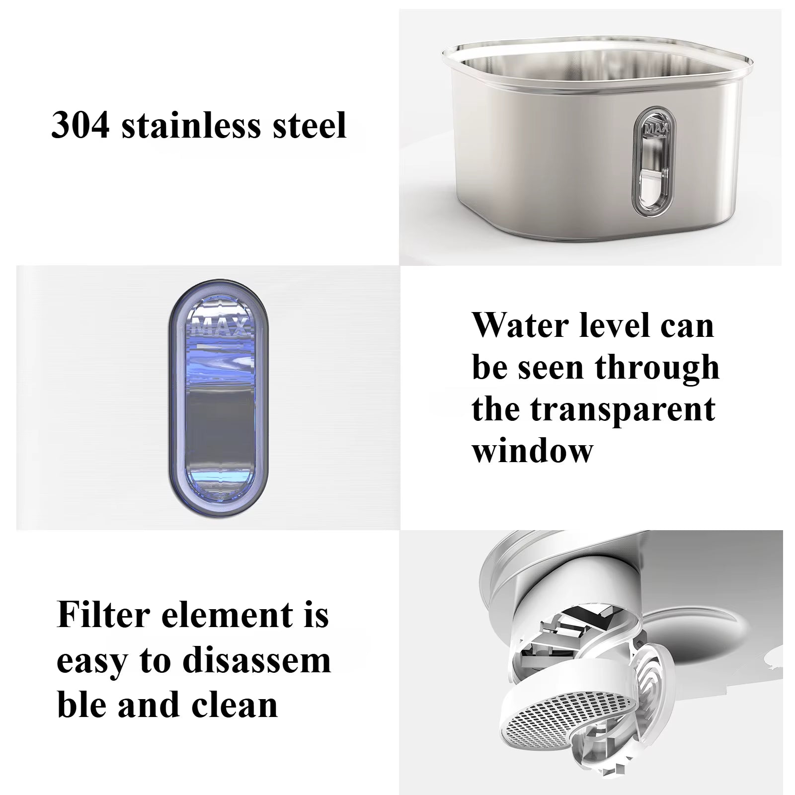 Stainless Steel Automatic Cat Water Fountain with USB Electric Ultra-Quiet Pump - Pet Water Dispenser for Cats and Dogs