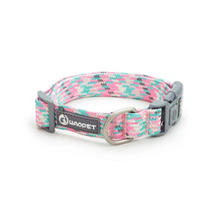 A Blossom Candy Pink high-density nylon puppy collar with 360-degree reflective trim and polished quick-snap metal hardware.