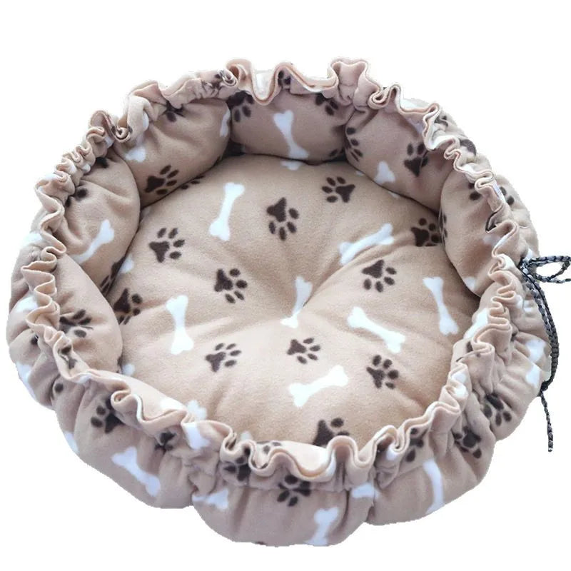 Vanilla Cloud white adjustable pumpkin-style cat nest shown in its cinched high-wall position.
