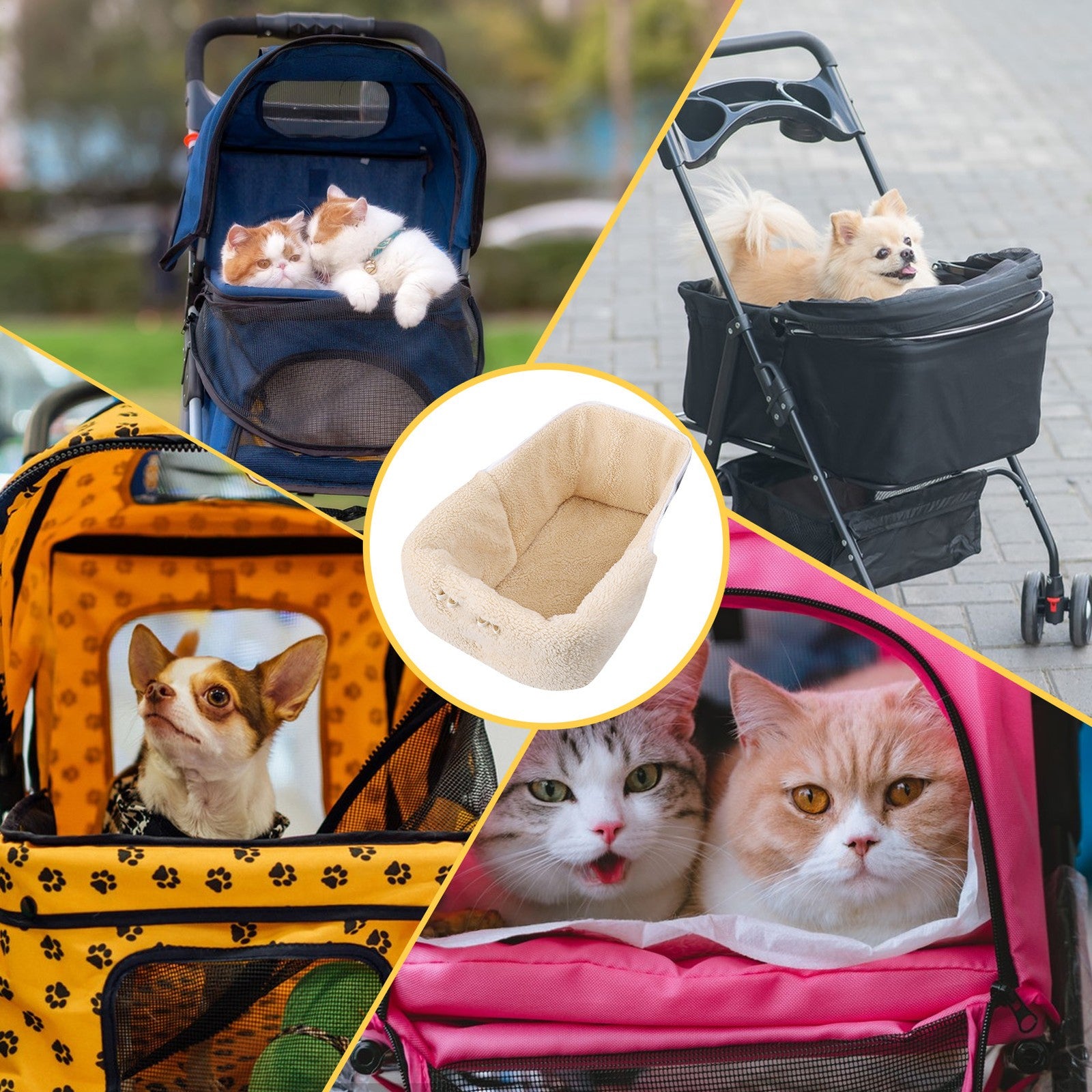 Dog Stroller Pad Winter Dog Cat Stroller Cushion Mat Liners Magnetic