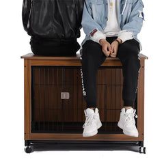 High Quality Portable Squire Metal Wooden Style Crate Pet Dog Kennel Dog Cat Wooden Cage Furniture for Puppy