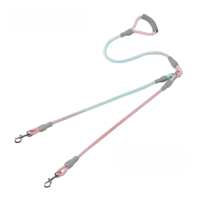 Premium 2-in-1 Dog Leash – Adjustable Dual Splitter with No-Tangle Swivel Clips & Padded Handle