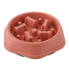 Petal Blush pink anti-gulping dog bowl featuring a thickened non-slip base and bone puzzle.