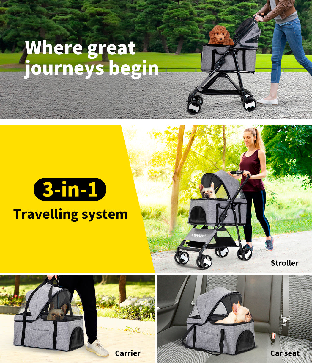 Pawz Pet Stroller Dog Cat Travel Carrier Bicycle Trailer Pram Foldable Pushchair