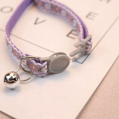 Fashion Floral Embroidered Cat Collars Adjustable Durable Pet Collars Cute Lace Collar with Bell Cat Supplies