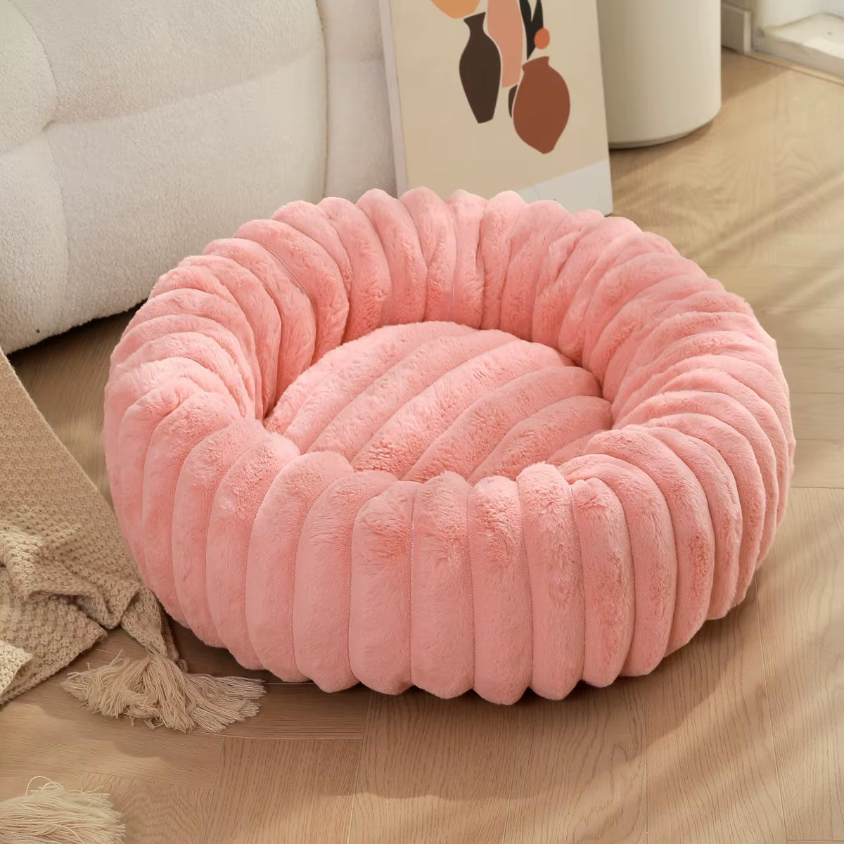 40-70Cm Pets Bed Winter Keep Warm Fluffy Pets Dogs Beds Large round Super Warm Soft Cat House Plush Cat Nest Winter Big Bed