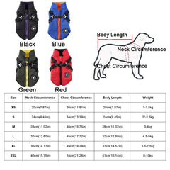 Pawzation Adjustable Winter Puffer Jacket – Thickened Waterproof Pet Coat with Integrated Harness for Dogs & Cats
