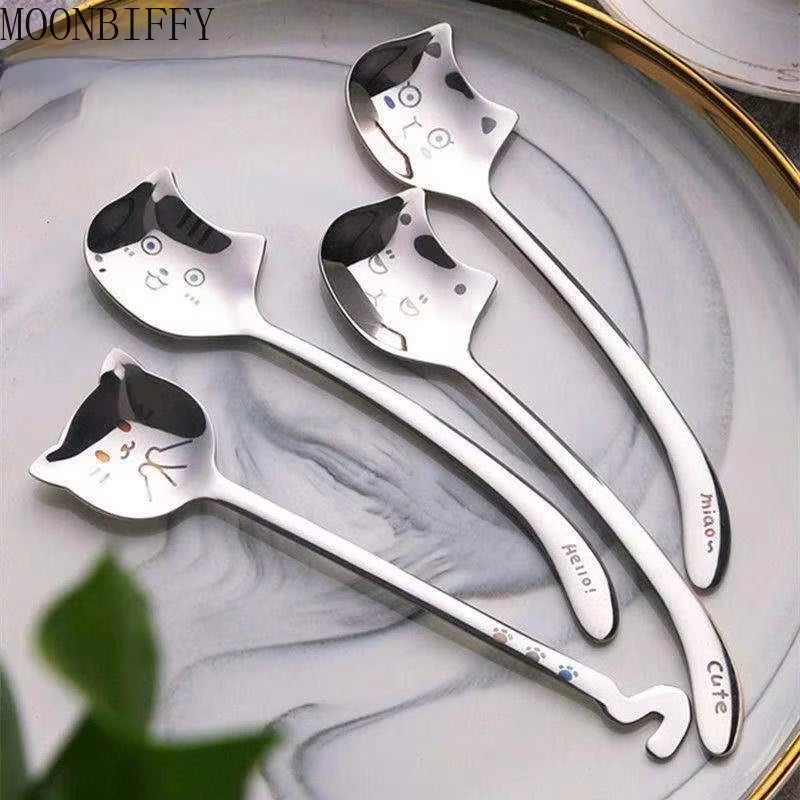 Cat Faced Design Spoons - Stainless Steel