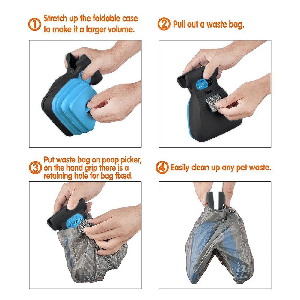Foldable Dog Pooper Scooper with Eco-Friendly Decomposable Bags for Convenient Waste Cleanup