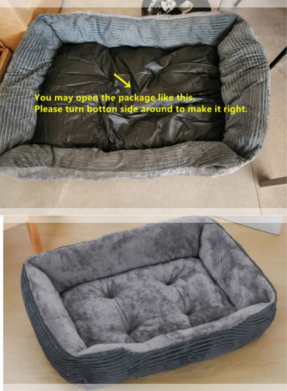 Square Dog Bed - Plush Calming Sofa for Small to Medium Pets