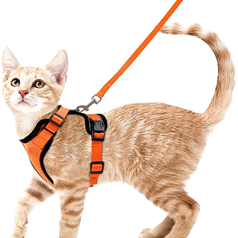Cat Harness and Leash Set for Walking - Escape-Proof Adjustable Soft Vest Harness for Cats with Easy Control