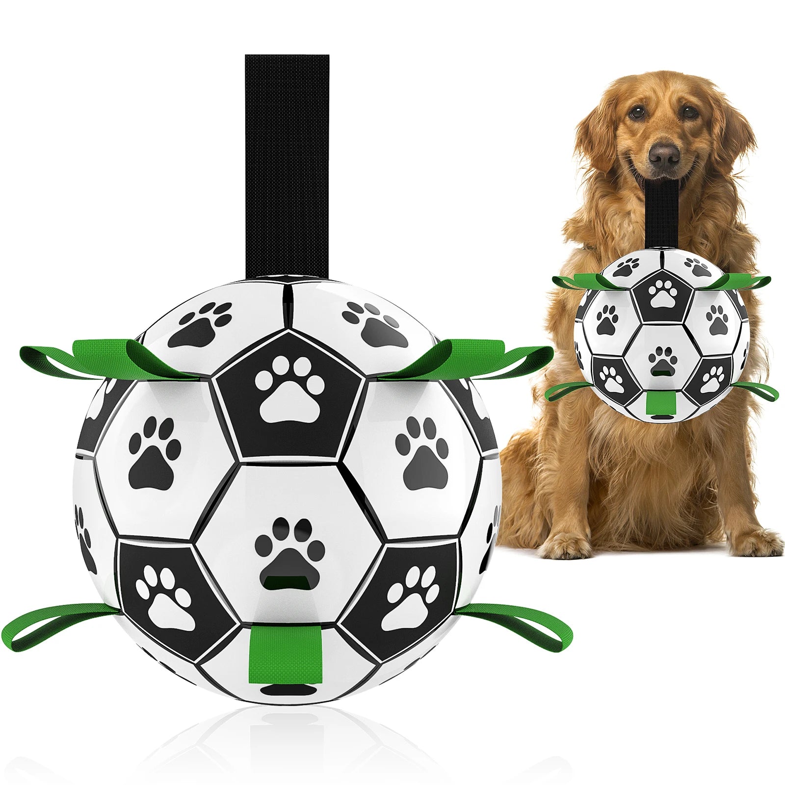 Interactive Dog Soccer Ball with Tug Straps