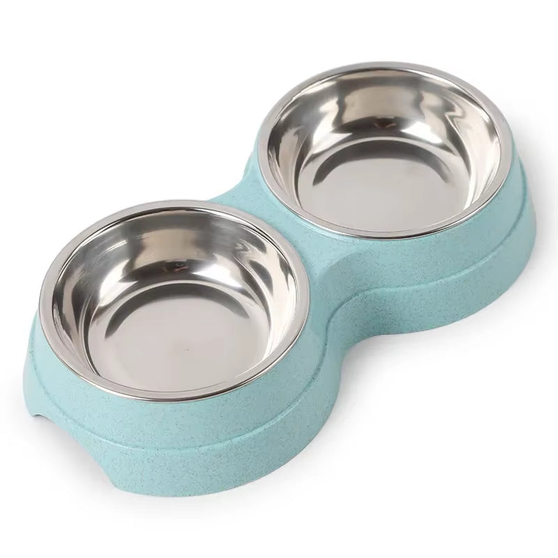 Double Pet Bowls for Dogs and Cats - Stainless Steel Food and Water Feeder Dish for Small Pets