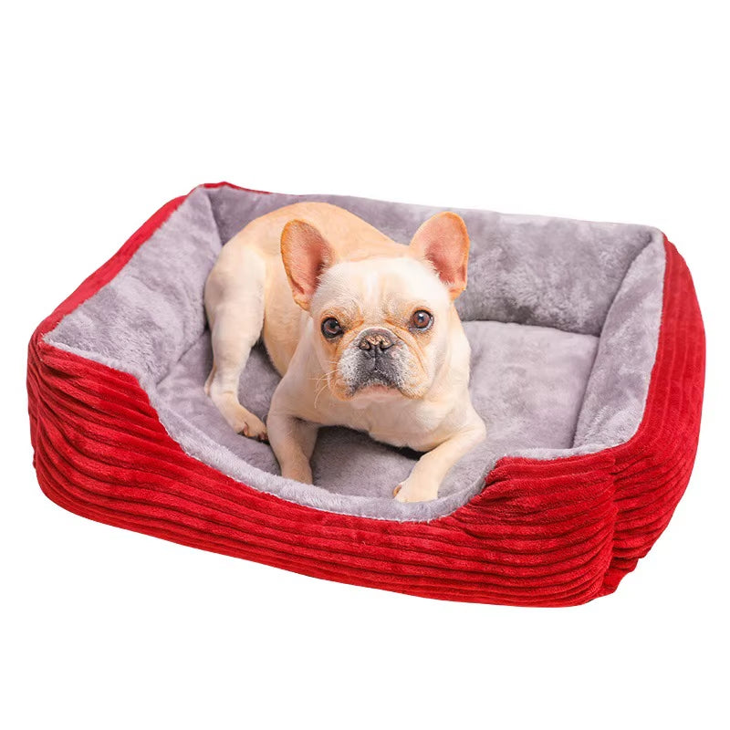 Rectangular Plush Dog Bed - Cozy Winter Cushion for Small Dogs and Cats