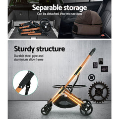 Pet Stroller Carrier - Travel Foldable 4 Wheels Pushchair