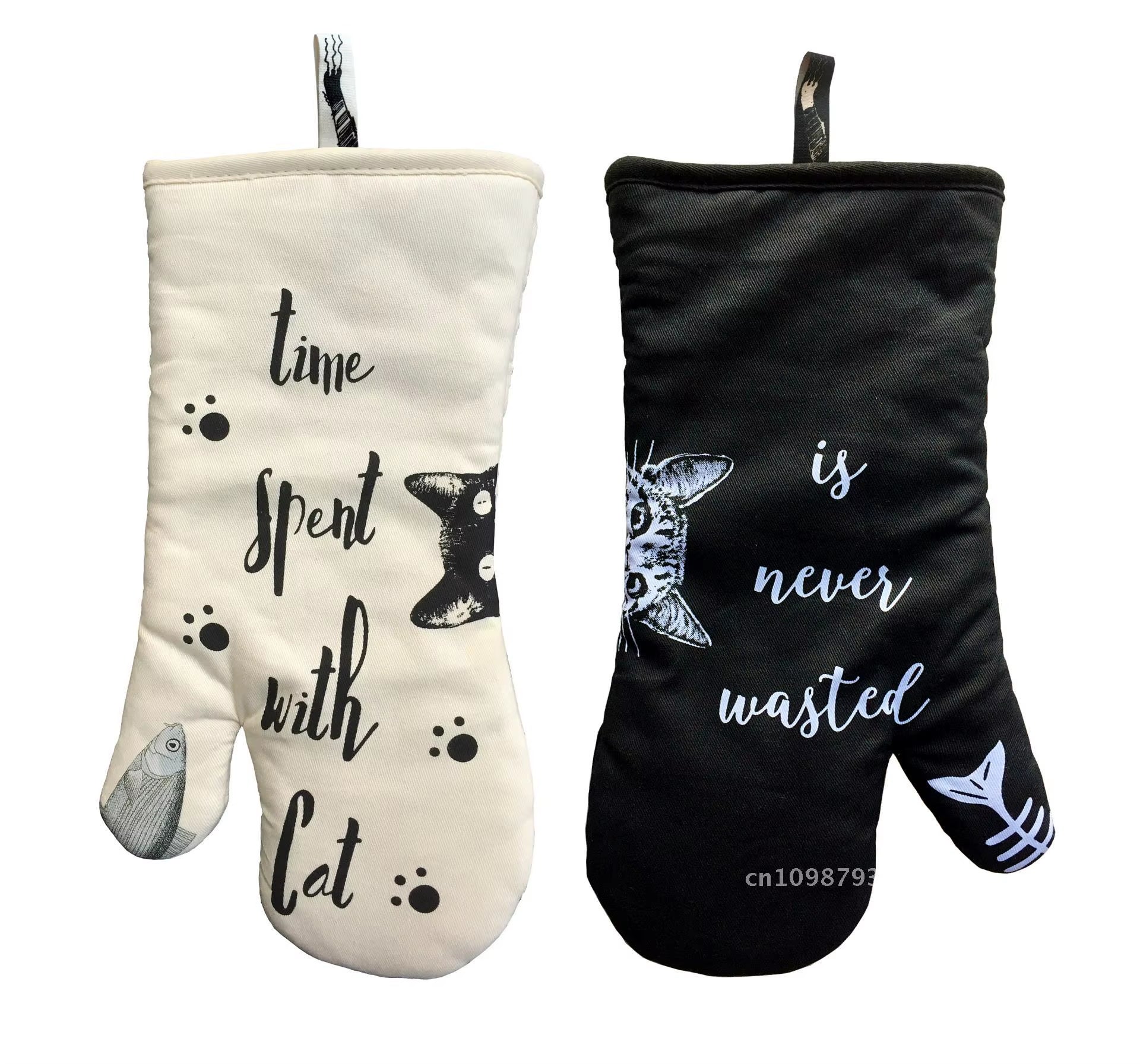 Cat Meow Cotton Oven Gloves - Anti-Scalding