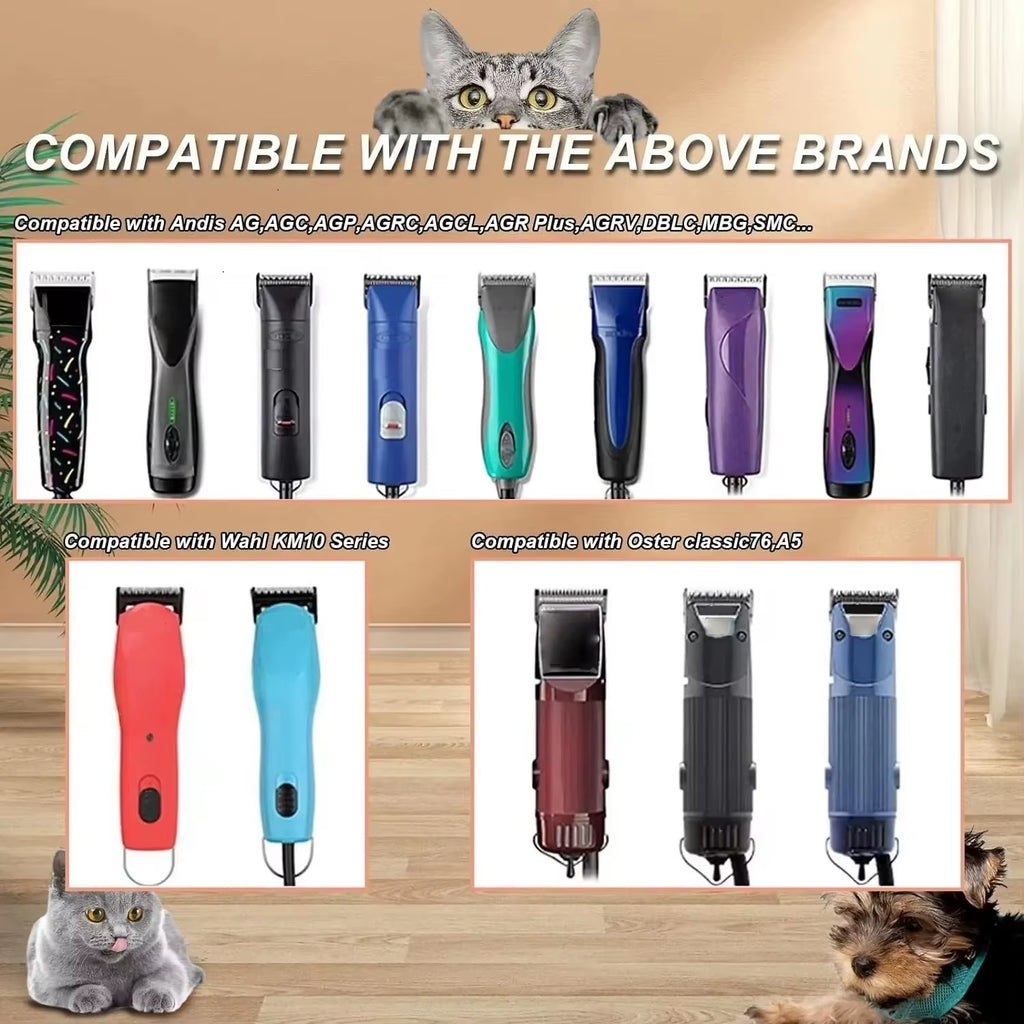 Professional Detachable Pet Hair Trimmer Blade Compatible with Wahl KM, Andis, and Oster A5 Clippers for Grooming