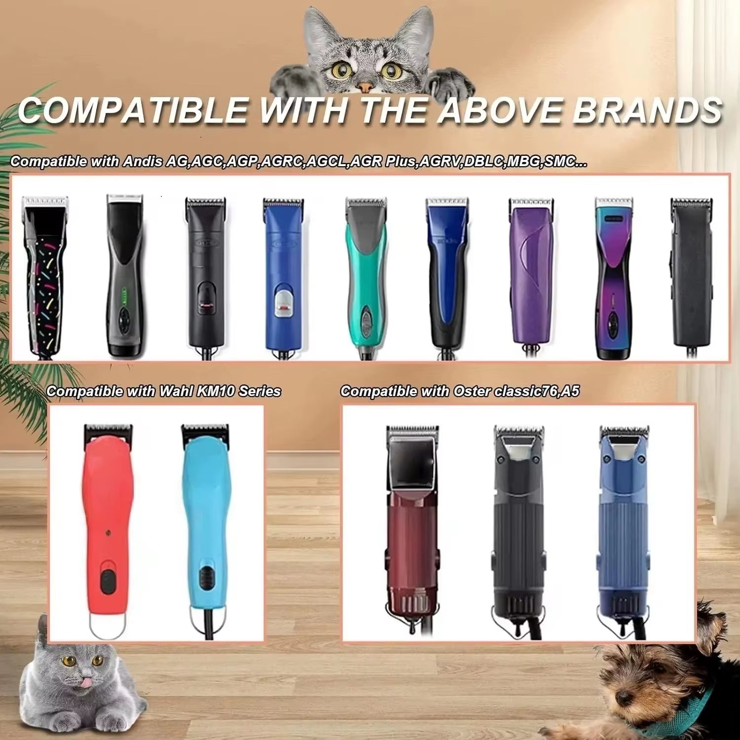 Professional Detachable Pet Hair Trimmer Blade Compatible with Wahl KM, Andis, and Oster A5 Clippers for Grooming