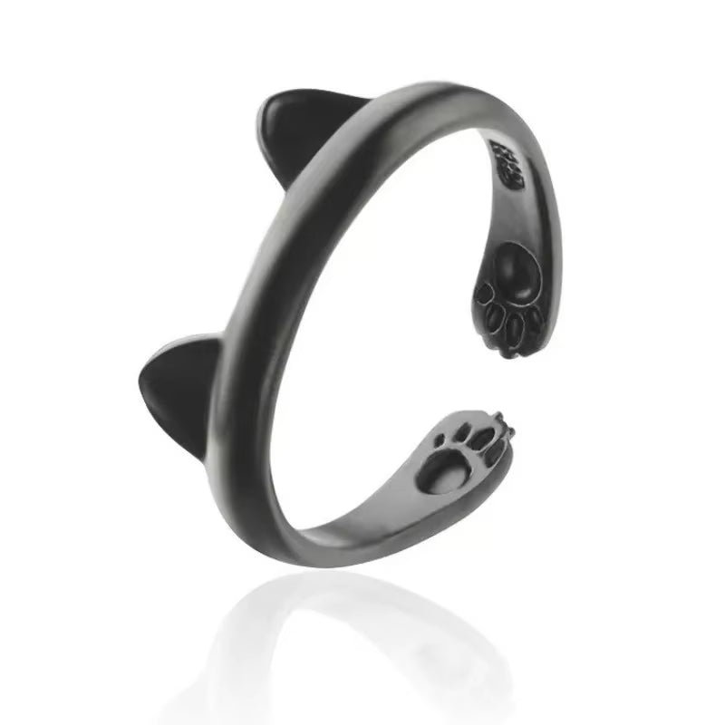 2025 Vintage-Inspired Black Cat Claw Adjustable Ring for Couples - Elegant Jewelry Gift for Friends and Loved Ones